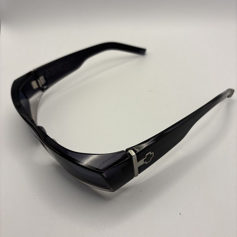 Vintage SPY Optic Wrap Sunglasses Made in Italy Black Frame Grey Lens - Picture 3 of 14